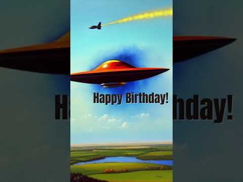 Jet Fighter UFO Happy Birthday Message. #ufo #jetfighter #birthday