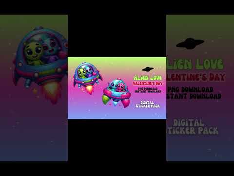 Extraterrestrial Love Digital Sticker Pack | Cute Alien Couple Stickers #digitalstickers #etsyfinds